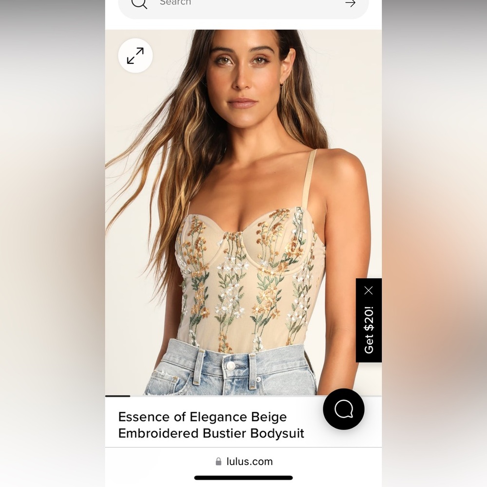 Lulu’s Beige Bustier Bodysuit